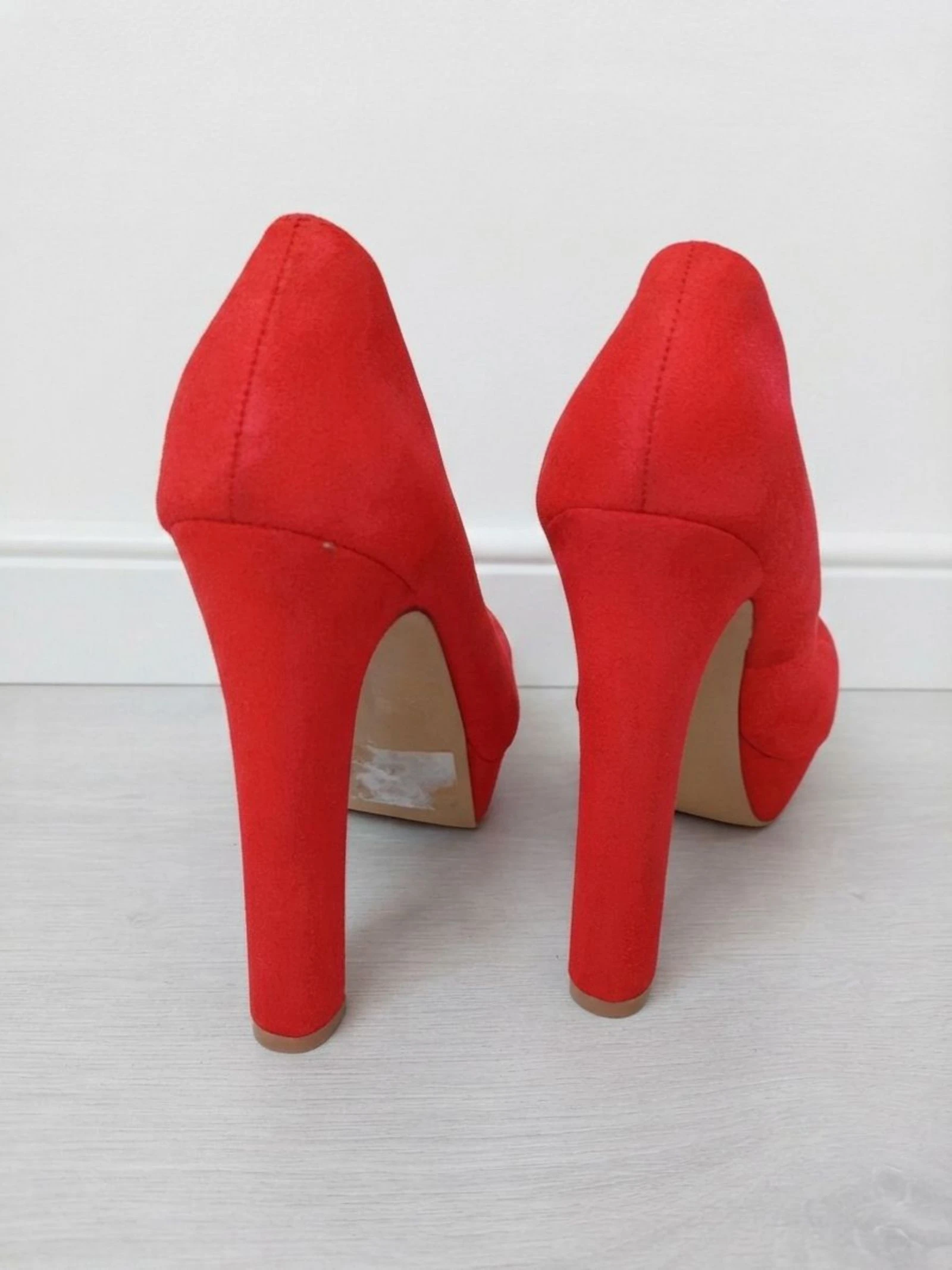 Marypaz Red Suede Platform Heels Chunky Retro Pumps – photo 3